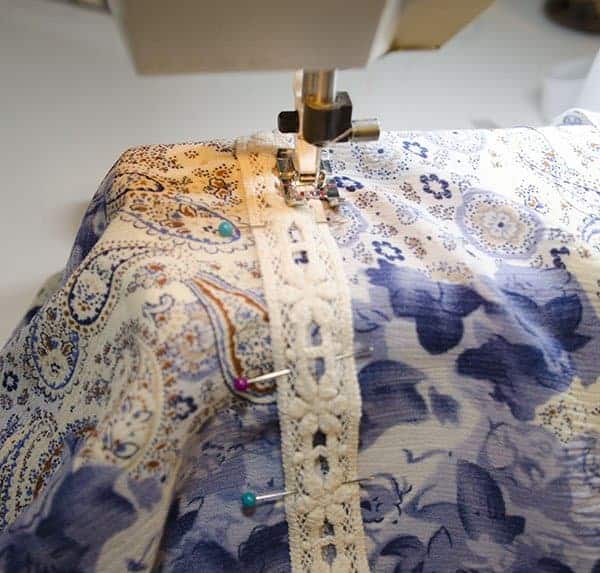 Rhapsody sewalong lace insertion DIY