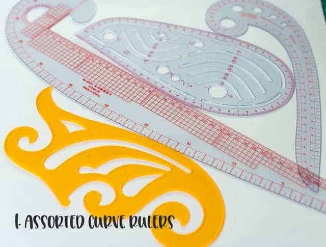 Assorted drafting french curves